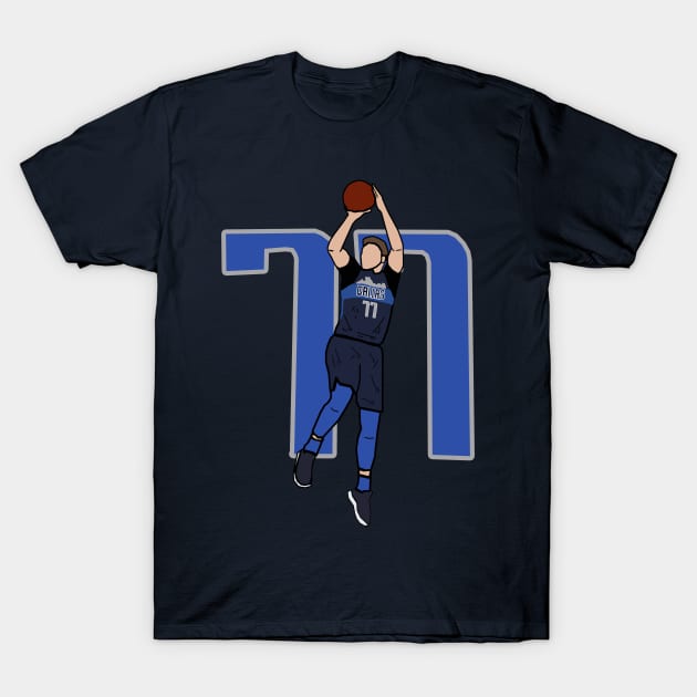 Luka Doncic 77 Fadeaway Jumpshot - NBA Dallas Mavericks T-Shirt by xavierjfong